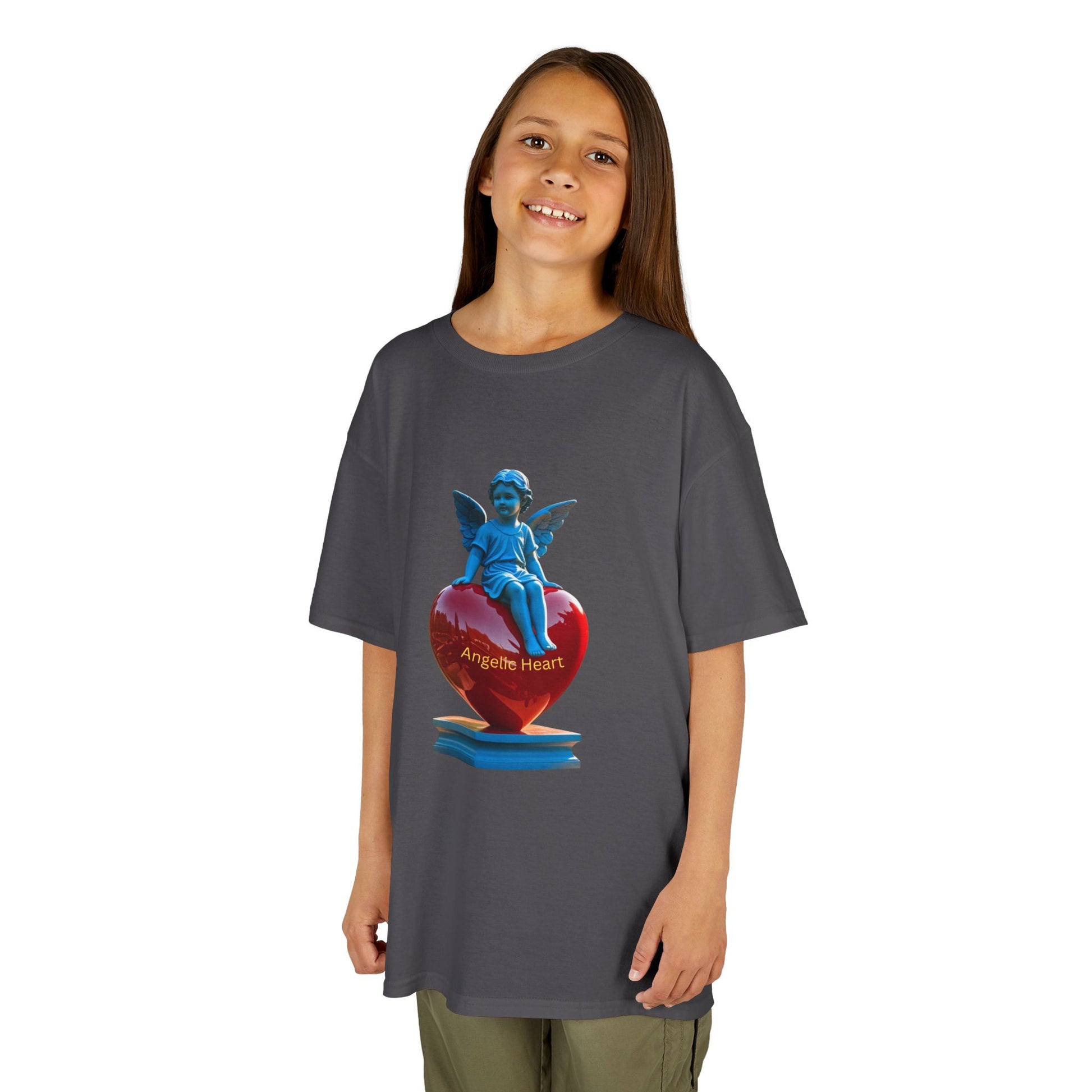 Blue Angel Heart Kids Tee, Cute Graphic Youth Shirt, Adorable Gift for Kids, Fun Playdate Wear, Birthday Party Tee, Casual Everyday Top