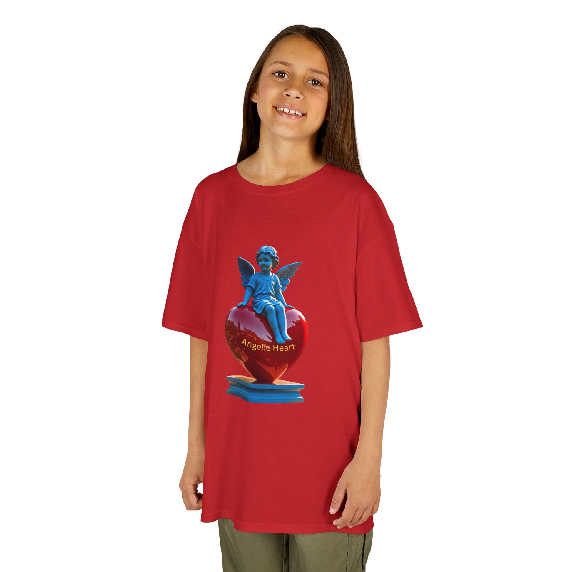 Blue Angel Heart Kids Tee, Cute Graphic Youth Shirt, Adorable Gift for Kids, Fun Playdate Wear, Birthday Party Tee, Casual Everyday Top