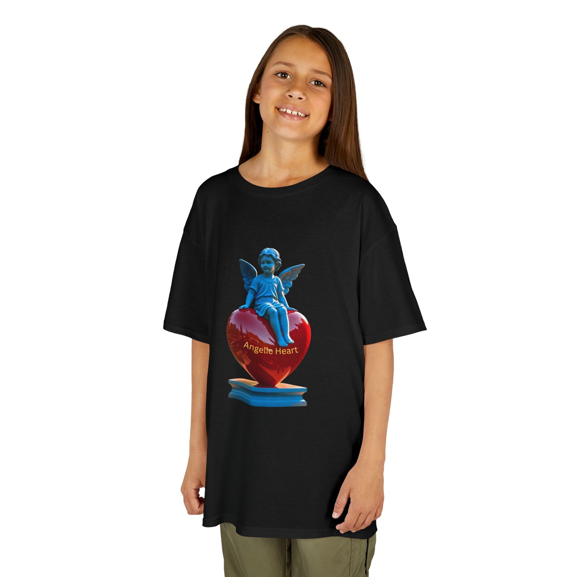 Blue Angel Heart Kids Tee, Cute Graphic Youth Shirt, Adorable Gift for Kids, Fun Playdate Wear, Birthday Party Tee, Casual Everyday Top