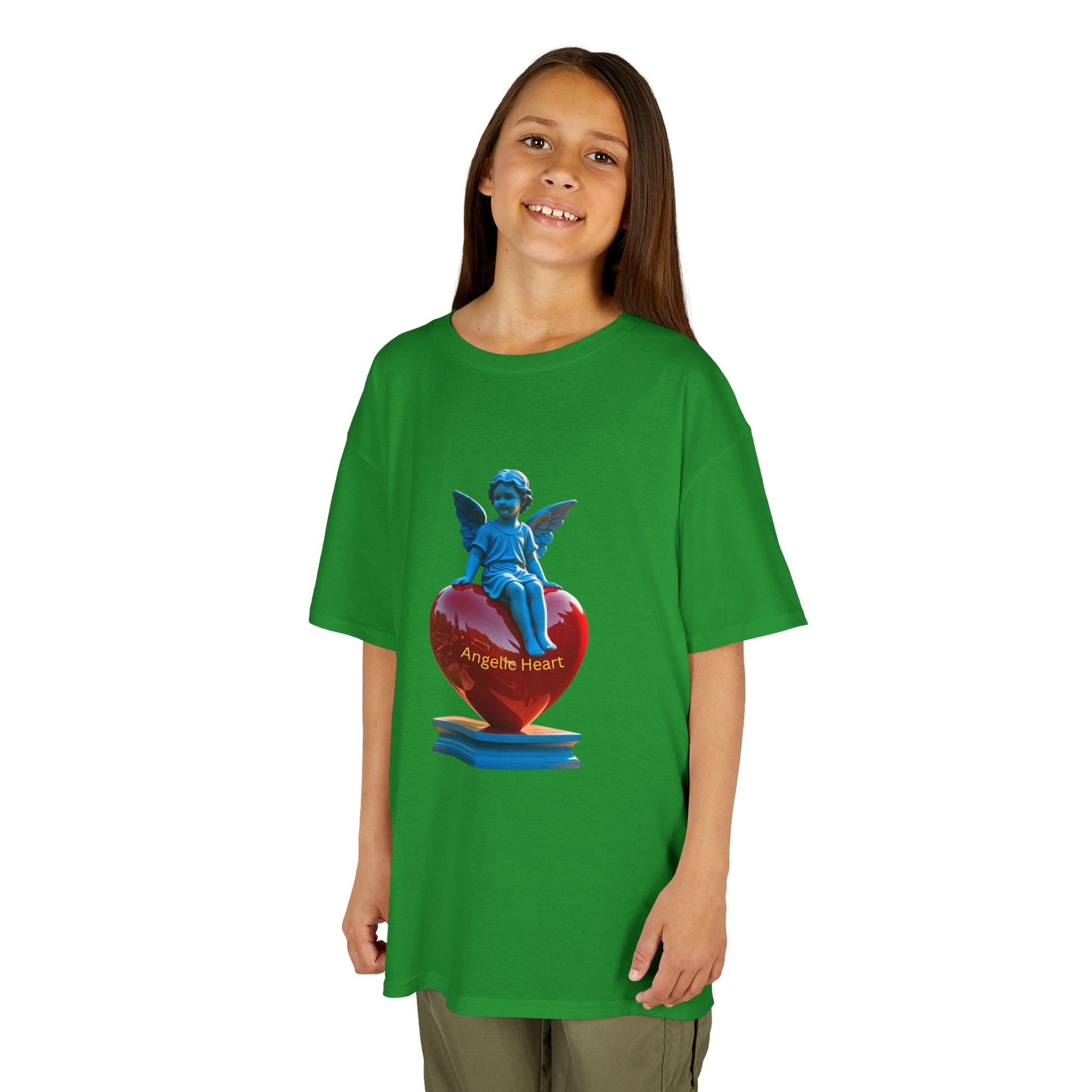 Blue Angel Heart Kids Tee, Cute Graphic Youth Shirt, Adorable Gift for Kids, Fun Playdate Wear, Birthday Party Tee, Casual Everyday Top