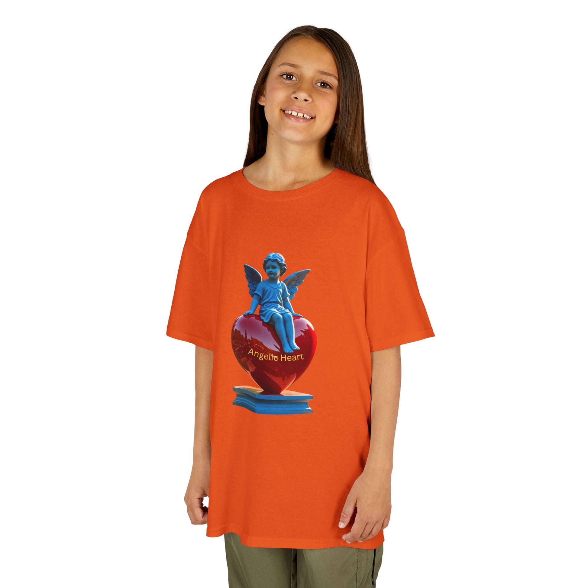 Blue Angel Heart Kids Tee, Cute Graphic Youth Shirt, Adorable Gift for Kids, Fun Playdate Wear, Birthday Party Tee, Casual Everyday Top