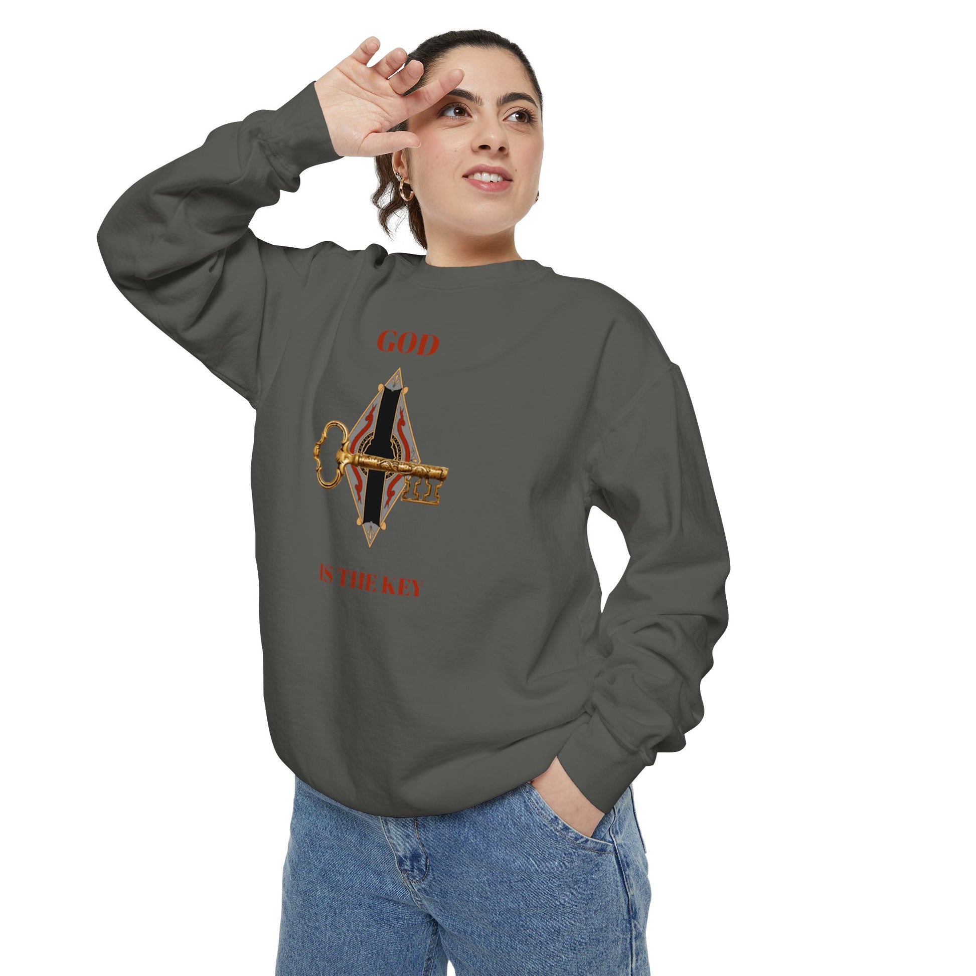 Unisex Inspirational Sweatshirt - God is the Key, Spiritual Apparel, Faith-Based Gift, Cozy Casual Wear, Motivational Fashion
