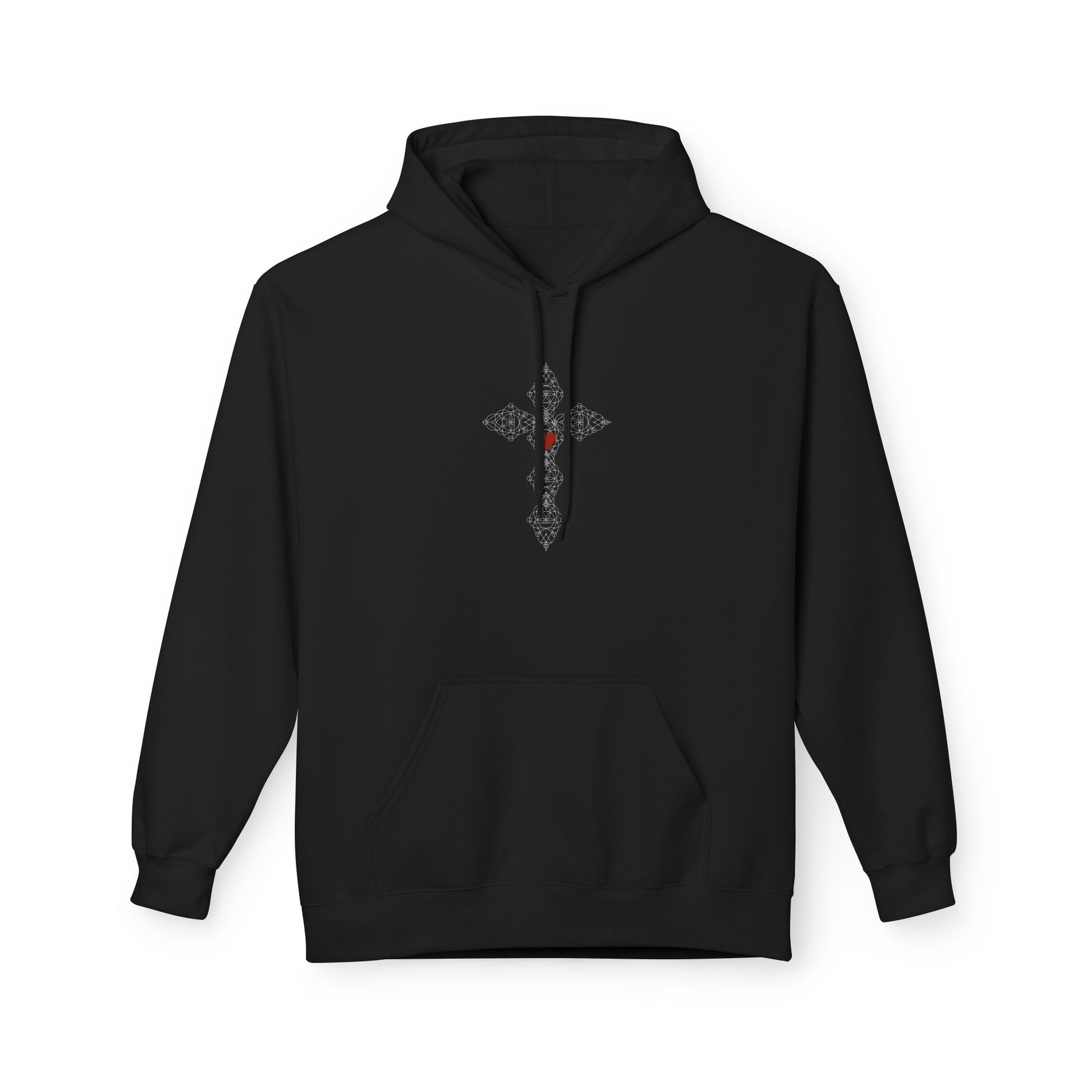 Stylish Graphic Fleece Hoodie, Cozy Casual Wear, Perfect for Fall, Gift for Him/Her, Religious Symbol Design