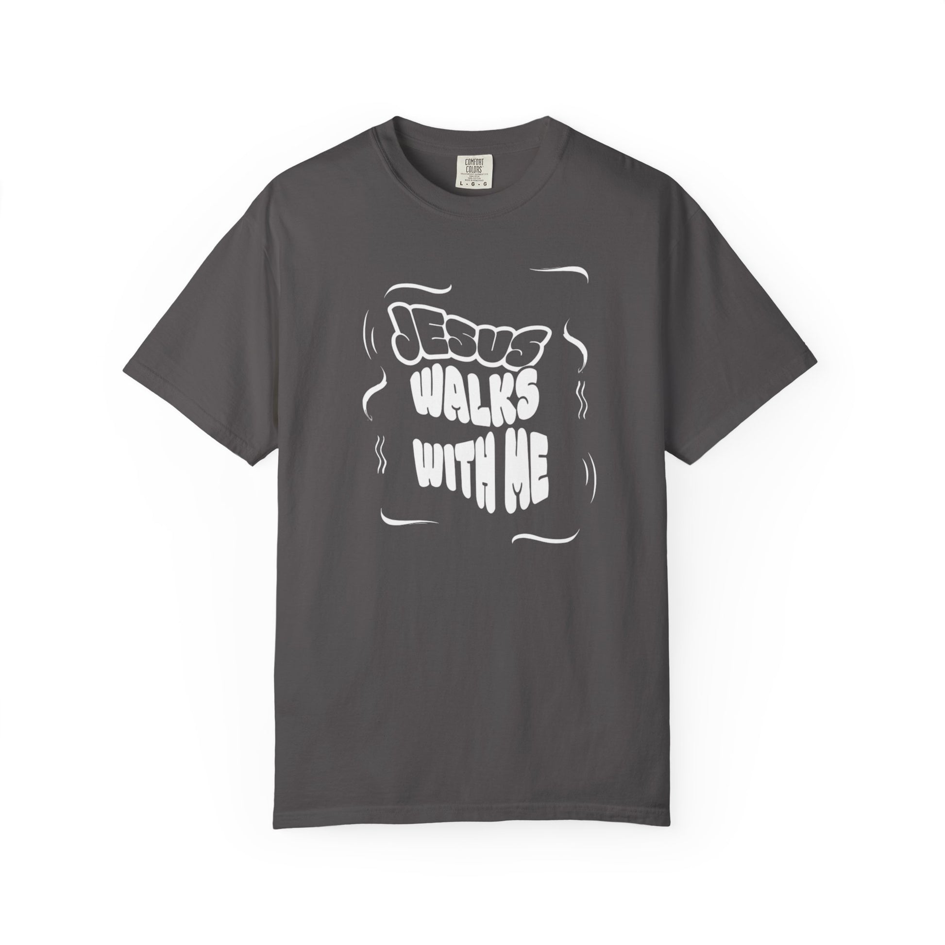 Jesus Walks With Me Unisex Garment-Dyed T-Shirt, Faith-Based Apparel, Inspirational Gift, Casual Wear, Christian T-Shirt, Comfortable Tees