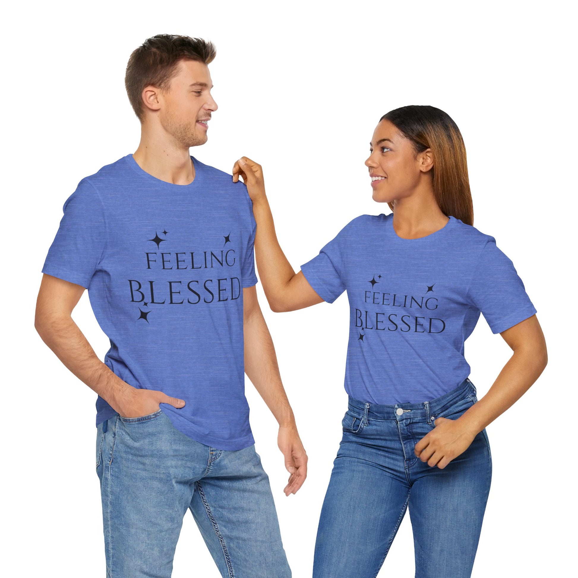 Feeling Blessed Unisex Short Sleeve Tee, Inspirational T-Shirt, Casual Outing Top, Gift for Faith and Positivity