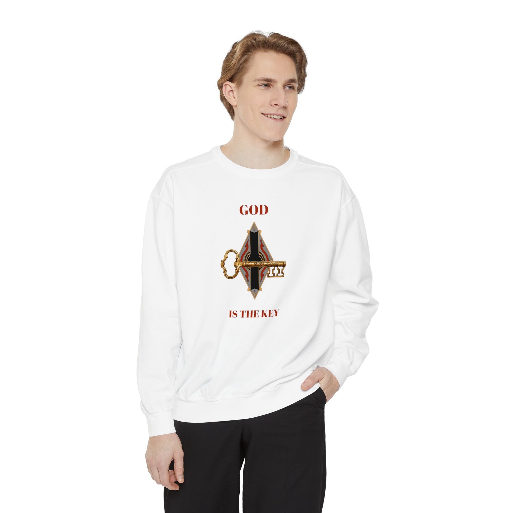 Unisex Inspirational Sweatshirt - God is the Key, Spiritual Apparel, Faith-Based Gift, Cozy Casual Wear, Motivational Fashion