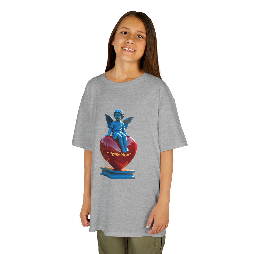 Blue Angel Heart Kids Tee, Cute Graphic Youth Shirt, Adorable Gift for Kids, Fun Playdate Wear, Birthday Party Tee, Casual Everyday Top