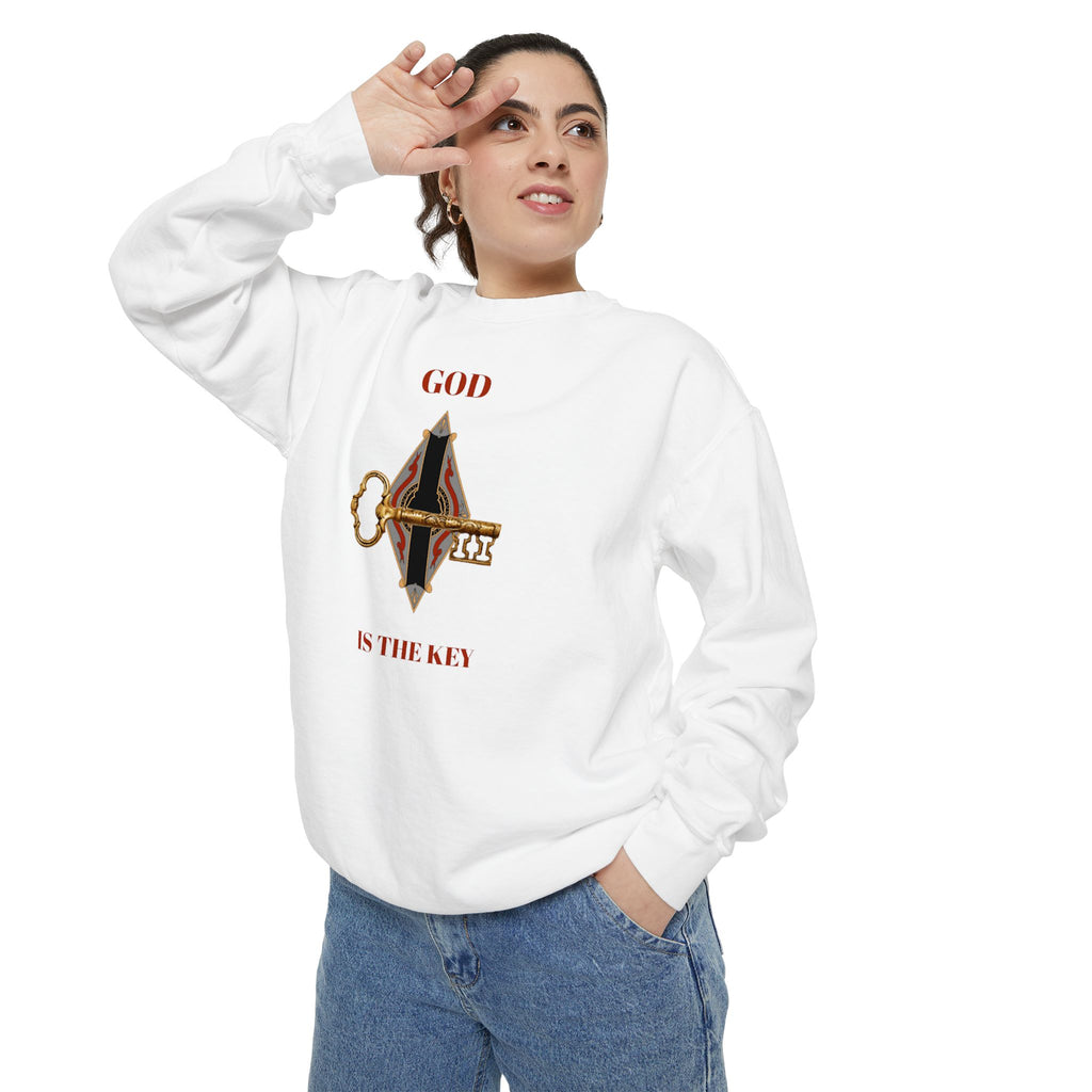 Unisex Inspirational Sweatshirt - God is the Key, Spiritual Apparel, Faith-Based Gift, Cozy Casual Wear, Motivational Fashion