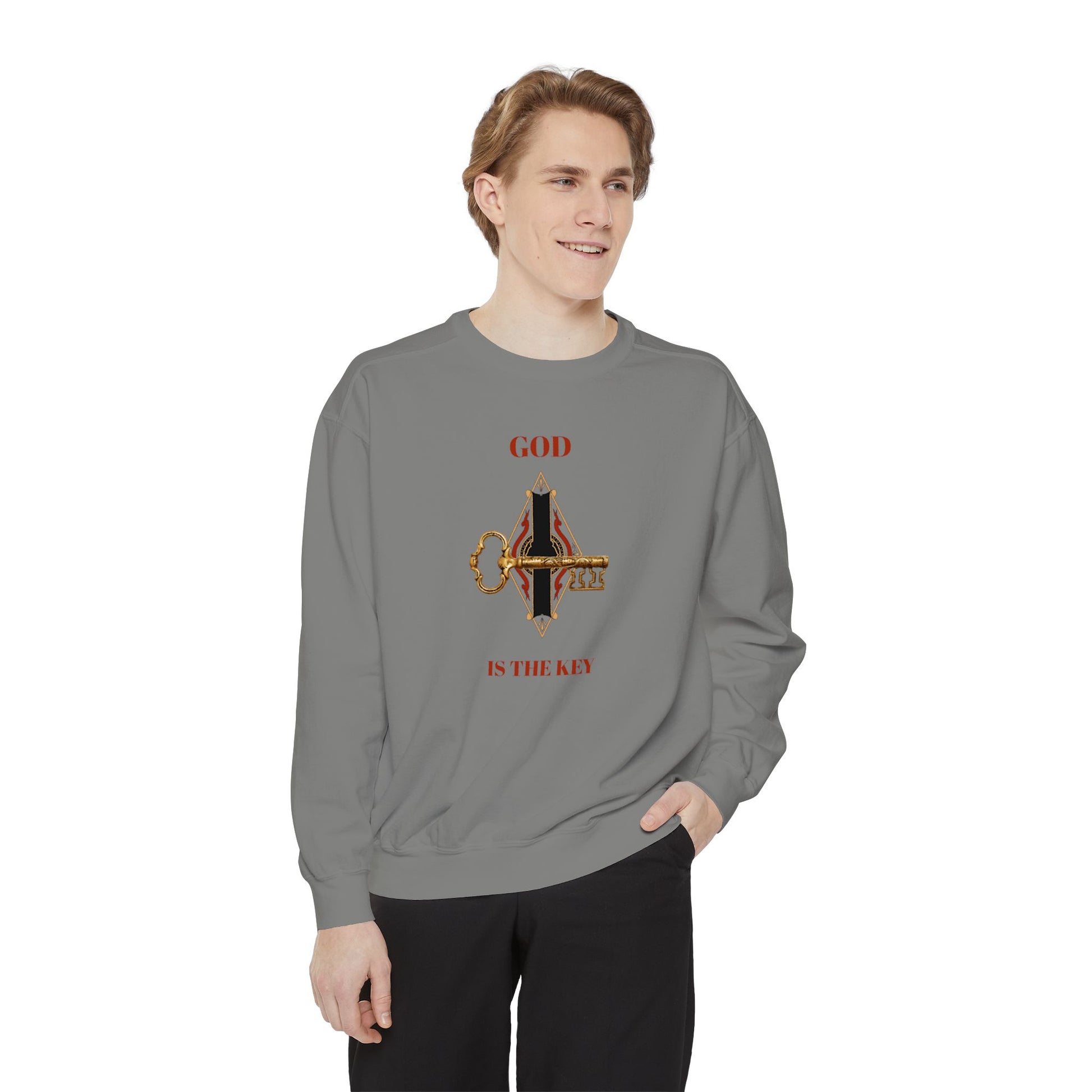 Unisex Inspirational Sweatshirt - God is the Key, Spiritual Apparel, Faith-Based Gift, Cozy Casual Wear, Motivational Fashion