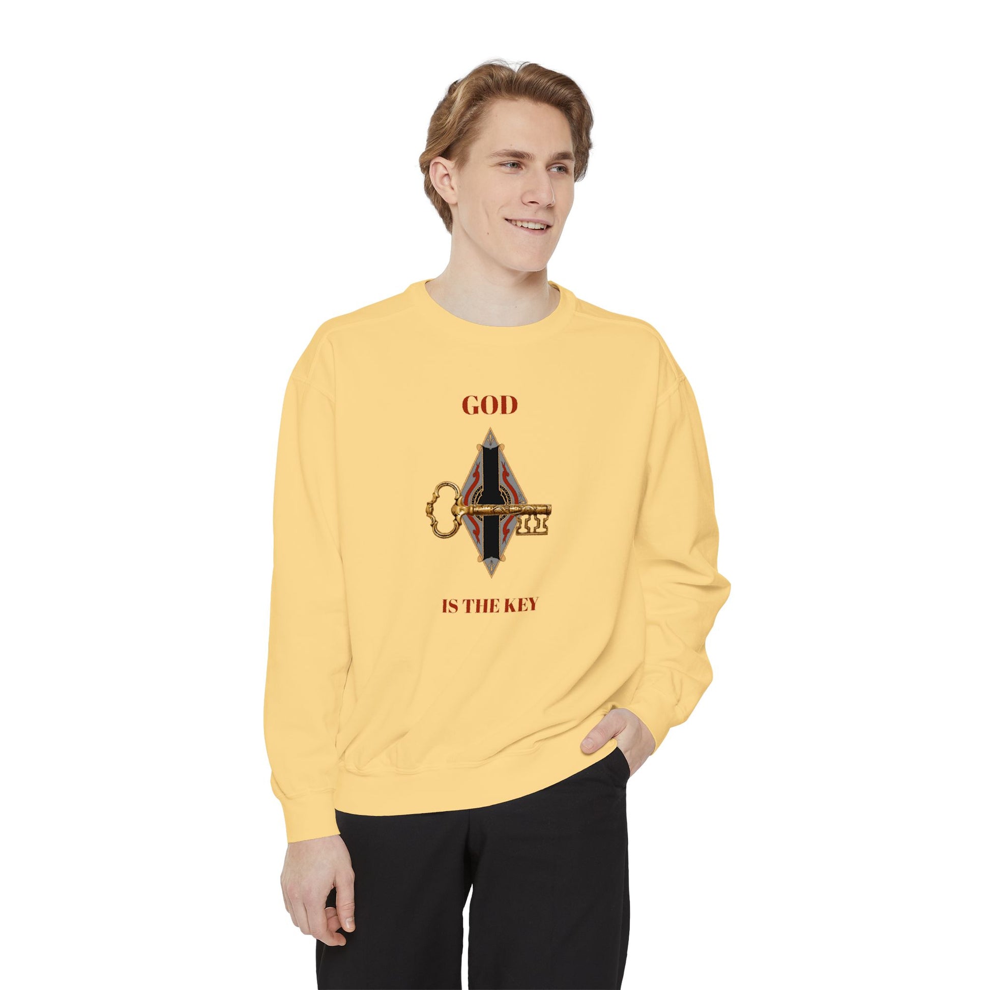 Unisex Inspirational Sweatshirt - God is the Key, Spiritual Apparel, Faith-Based Gift, Cozy Casual Wear, Motivational Fashion