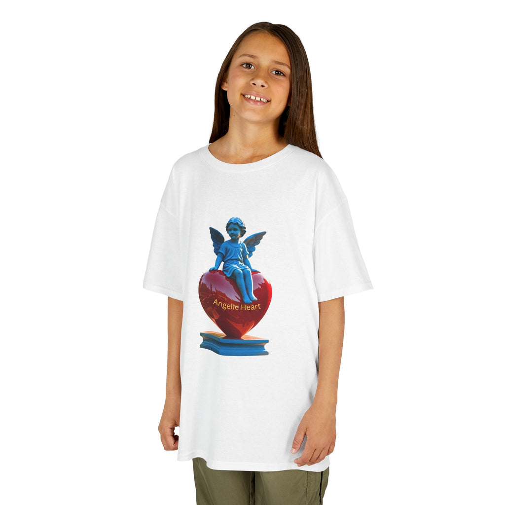 Blue Angel Heart Kids Tee, Cute Graphic Youth Shirt, Adorable Gift for Kids, Fun Playdate Wear, Birthday Party Tee, Casual Everyday Top