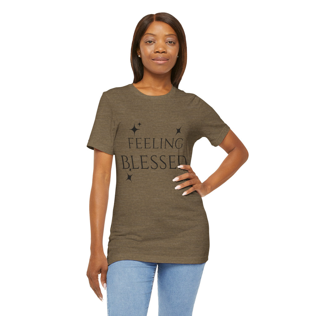 Feeling Blessed Unisex Short Sleeve Tee, Inspirational T-Shirt, Casual Outing Top, Gift for Faith and Positivity