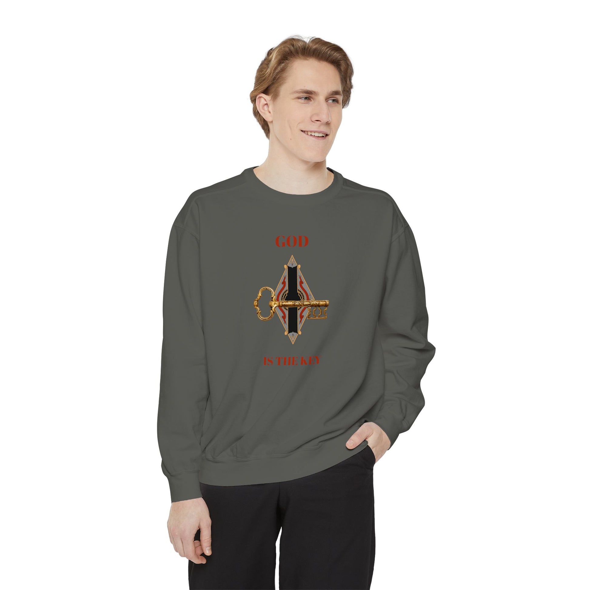 Unisex Inspirational Sweatshirt - God is the Key, Spiritual Apparel, Faith-Based Gift, Cozy Casual Wear, Motivational Fashion