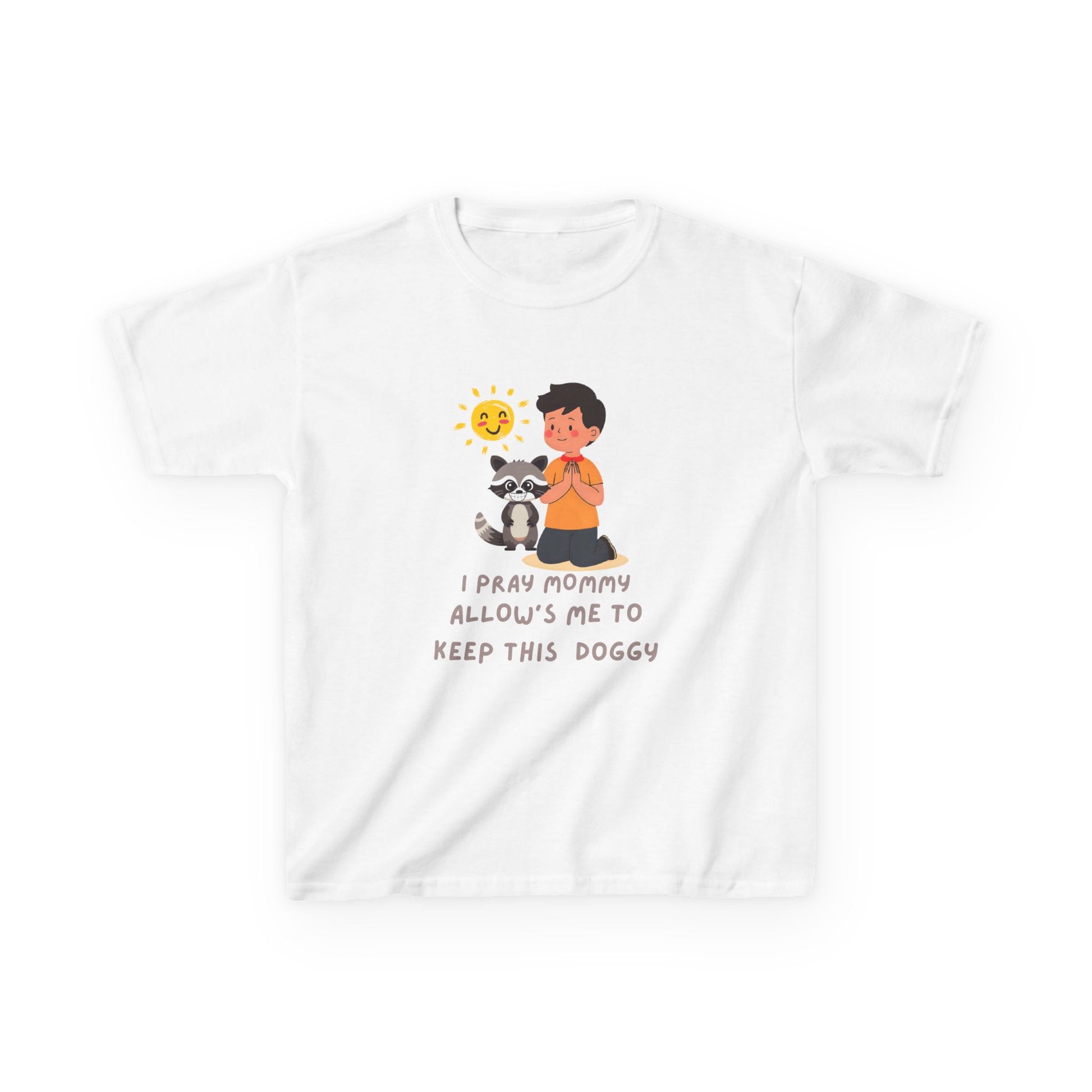Whimsical Kids Tee: "I Pray Mommy Allows Me to Keep This Doggy" | Cute Childrens T-Shirt, Gift for Dog Lovers, Birthday Apparel
