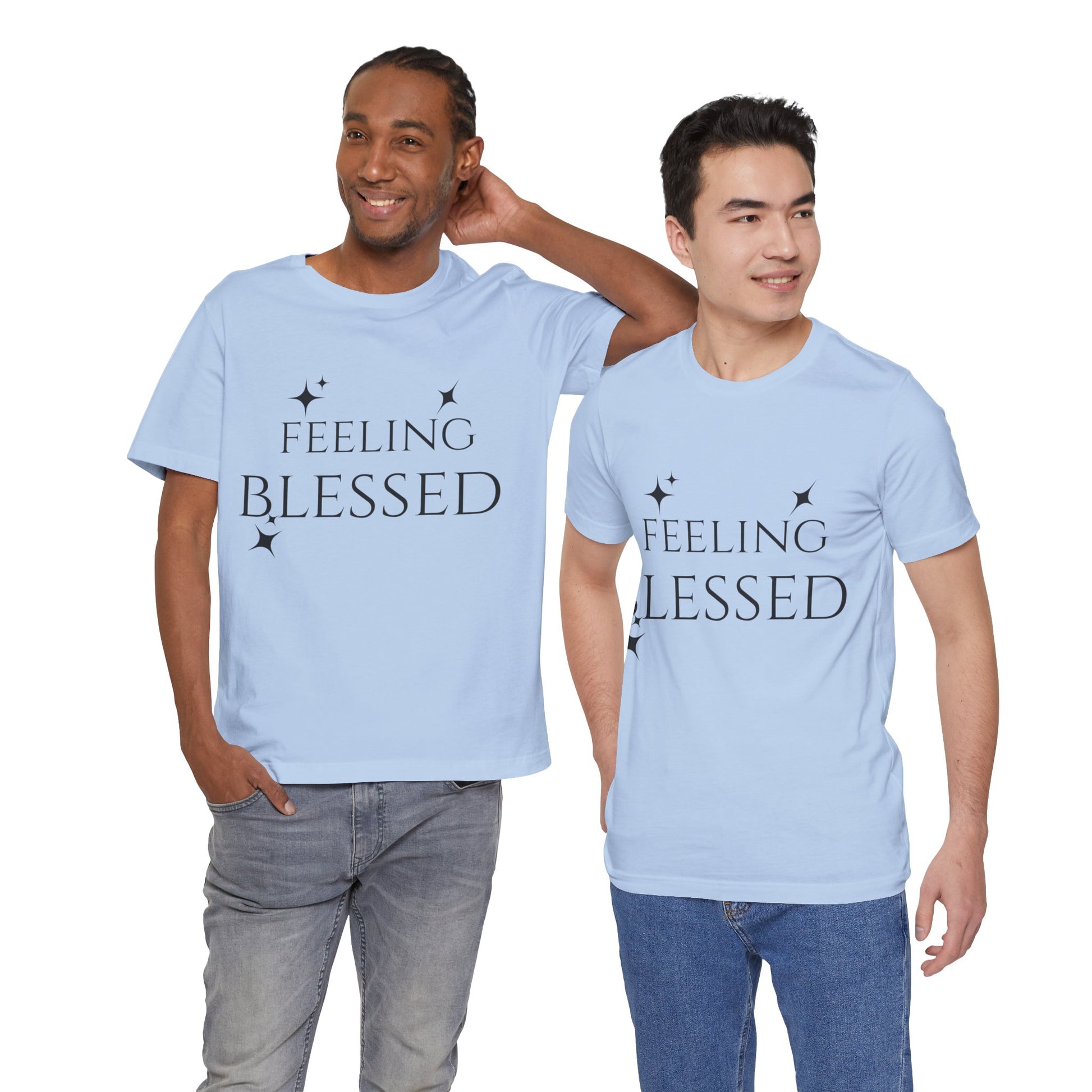 Feeling Blessed Unisex Short Sleeve Tee, Inspirational T-Shirt, Casual Outing Top, Gift for Faith and Positivity